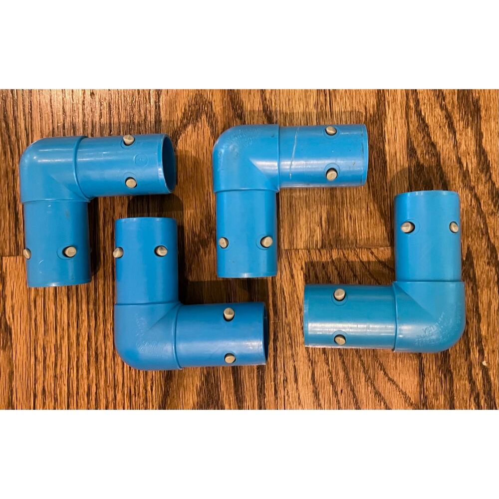 Vintage Playskool Pipeworks Blue Elbow Lot of 4 Joints Connector Pieces
